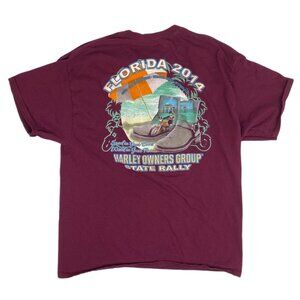 Men's Harley Davidson Owners Group State Rally Florida 2014 T Shirt XL Red HOG